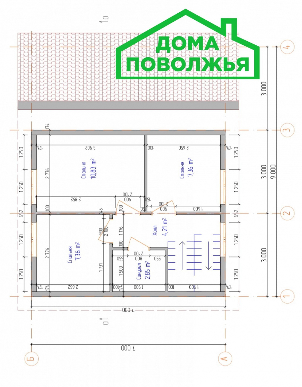 Одноэтажный дом с мансардным этажом 84 м2 в г. Яранск